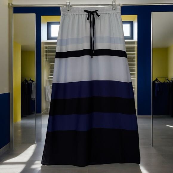 NEW FORENZA Colorblock Striped Drawstring Waist Maxi Skirt Blue NWT - Picture 14 of 15